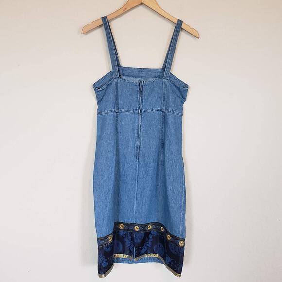 Vintage Denim Square Neck Tank Dress Women's  Medium Y2K Boho Western - Picture 7 of 11